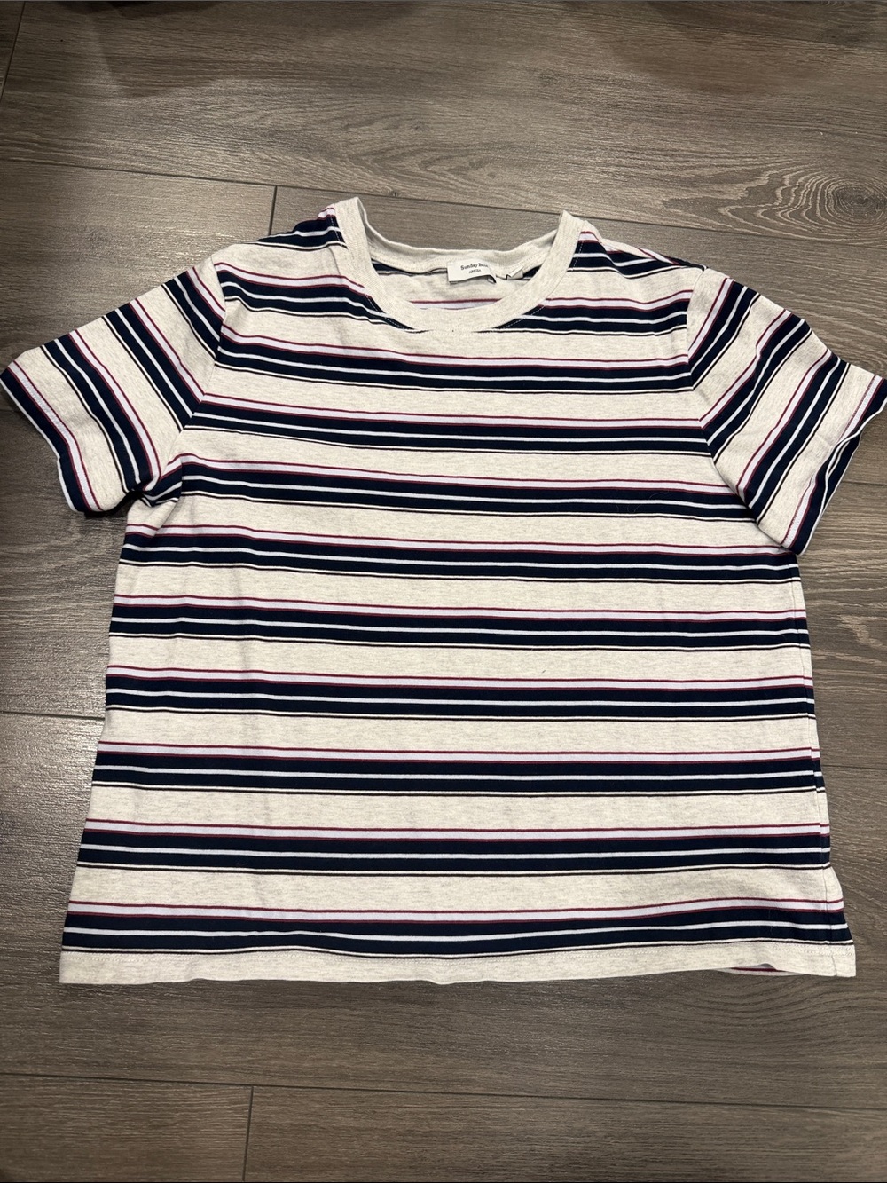 Aritzia Sunday best Emma tshirt Striped Short-Sleeve Tee in White navy